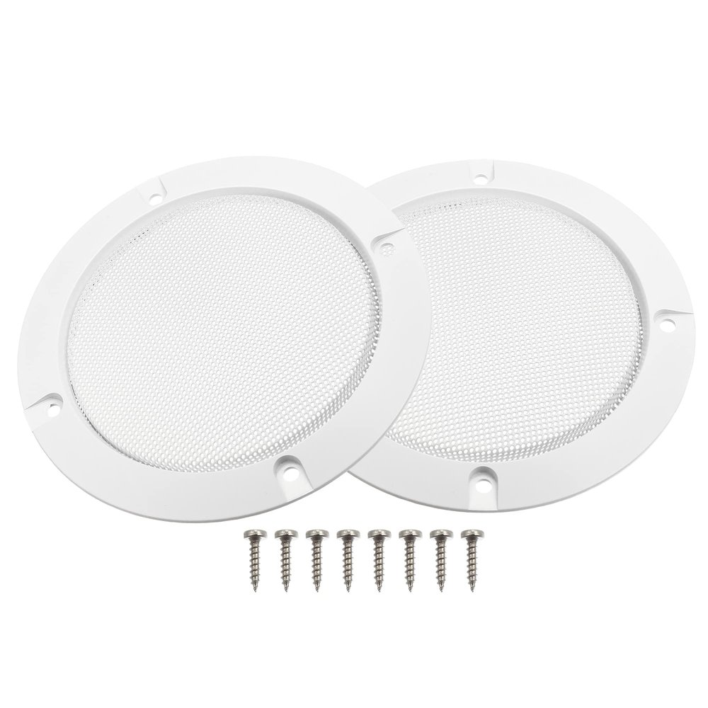 X AUTOHAUX 2 Pcs 4" Car Metal Speaker Cover Mesh Subwoofer Grill Horn Guard with 8 Screws White