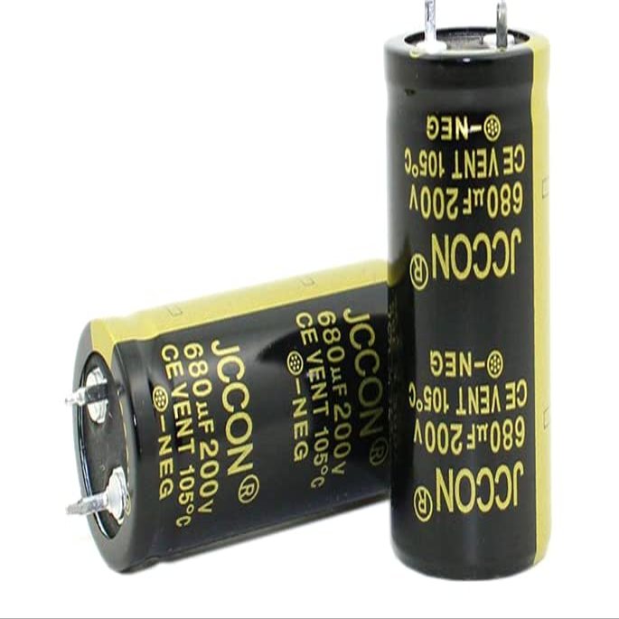 2PC 680uf 200v JCCON Black Gold high-Power Power Adapter capacitance 25x35