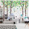 5 Large Birch Tree Wall Decals Jungle Tree Wall Stickers Forest Animal Wall Stickers Squirrel Rabbit Stickers for Kids Room Nursery Bedroom Living Room Classroom Wall Decoration (100", Brown,Green) view 1