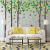 5 Large Birch Tree Wall Decals Jungle Tree Wall Stickers Forest Animal Wall Stickers Squirrel Rabbit Stickers for Kids Room Nursery Bedroom Living Room Classroom Wall Decoration (100", Brown,Green) view 2