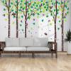 5 Large Birch Tree Wall Decals Jungle Tree Wall Stickers Forest Animal Wall Stickers Squirrel Rabbit Stickers for Kids Room Nursery Bedroom Living Room Classroom Wall Decoration (100", Brown,Green) view 4
