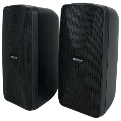 Rockville WET-40B (2) 4" 70V/8-Ohm Commercial Wall Speakers, IPX55 Waterproof, 360-Degree Swivel, Black, Perfect for Restaurants/Patios