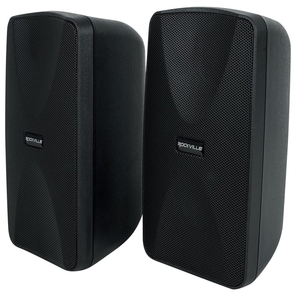 Rockville WET-40B (2) 4" 70V/8-Ohm Commercial Wall Speakers, IPX55 Waterproof, 360-Degree Swivel, Black, Perfect for Restaurants/Patios