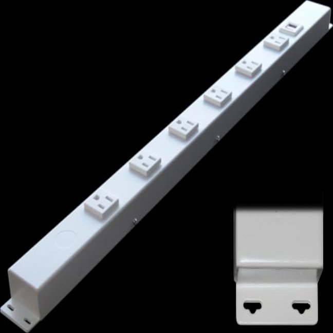 24 Hardwired Power Strip (NO Power Cord), 6 Horizontal Outlets (NOT Tamper Resistant), with Ears (with mounting tabs on Both Ends), 15A (NOT a 20 Amp Unit), USB, White