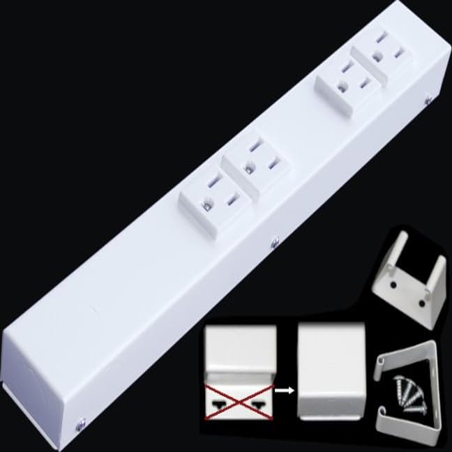 12 Hardwired Power Strip (NO Power Cord), 4 Vertical Outlets (NOT Tamper Resistant), NO Ears (Without mounting tabs on Both Ends), 15A (NOT a 20 Amp Unit), Black (White)