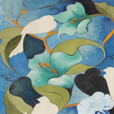 Doves Amongst Flowers : Helen Torr : Archival Quality Art Print