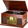 10-in-1 Bluetooth Record Player Multifunctional 3-Speed Turntable for Vinyl Record with Stereo Speaker,LP Vinyl to MP3 Converter with CD, Cassette Player,FM Radio,Wireless Music Streaming | Mahogany view 1