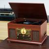 10-in-1 Bluetooth Record Player Multifunctional 3-Speed Turntable for Vinyl Record with Stereo Speaker,LP Vinyl to MP3 Converter with CD, Cassette Player,FM Radio,Wireless Music Streaming | Mahogany view 3