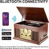 10-in-1 Bluetooth Record Player Multifunctional 3-Speed Turntable for Vinyl Record with Stereo Speaker,LP Vinyl to MP3 Converter with CD, Cassette Player,FM Radio,Wireless Music Streaming | Mahogany view 4