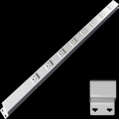 30" Hardwired Power Strip (NO Power Cord), 8 Vertical Outlets (NOT Tamper Resistant), with Ears (with mounting tabs on Both Ends), 15A (NOT a 20 Amp Unit), White