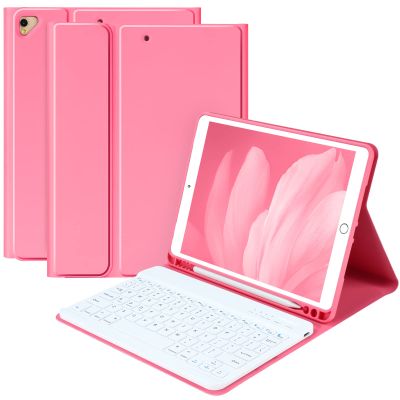 BQSS for iPad 9th Generation Case with Keyboard 10.2 Inch, Detachable Wireless Bluetooth Keyboard Case with Pencil Holder for iPad 9th/8th/7th, for iPad Air 3rd Gen/Pro 10.5 inch (Red)