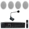 Rockville CCL6T Bundle: (4) White 6 in 70V Commercial Ceiling Speakers for Restaurant or Office, RCS80-1 60 Watt Bluetooth Amplifier, CH-MIC70 Gooseneck Paging Microphone with Chimes, 6-Items view 1