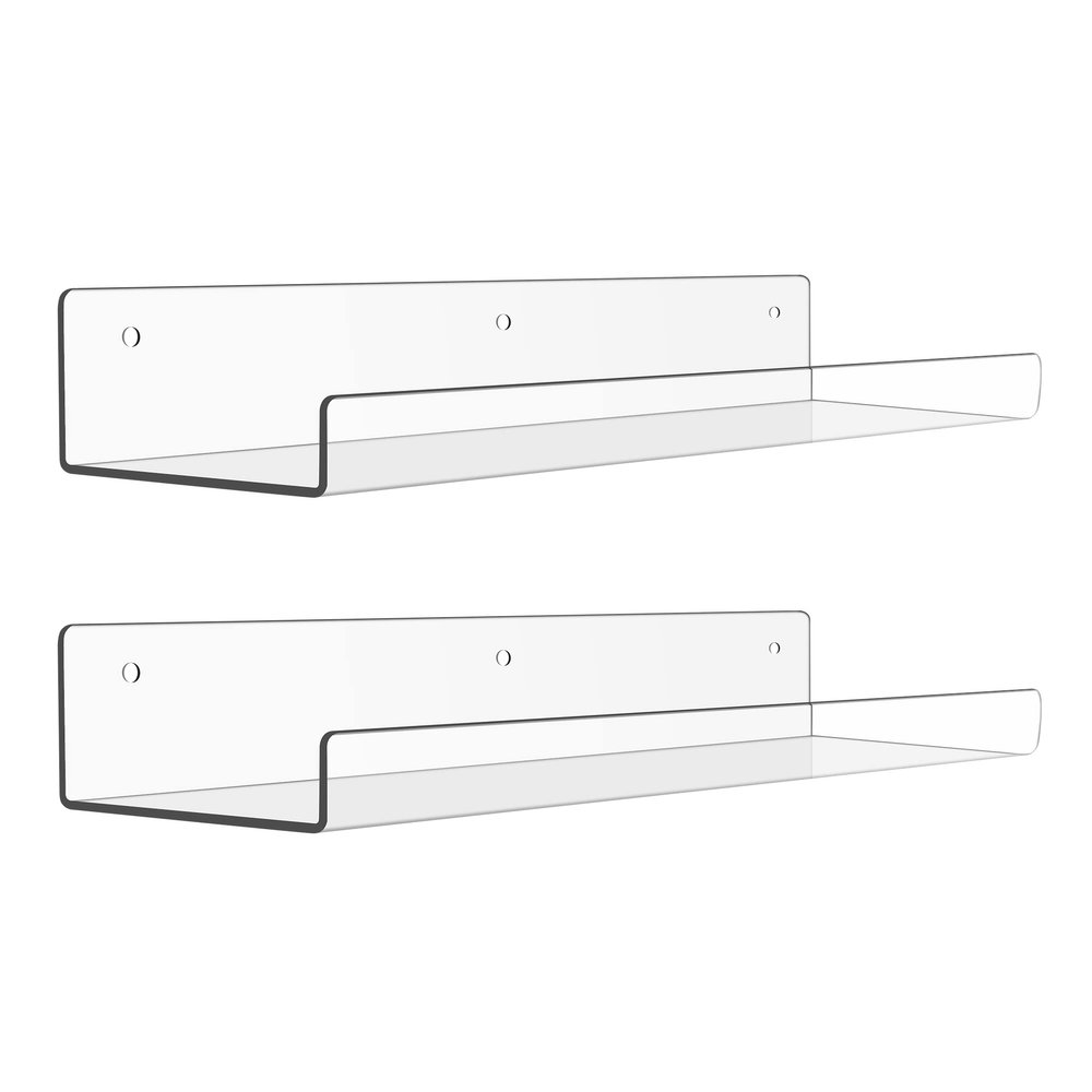 upsimples 2 Pcs 15" Acrylic Shelves for Wall Display and Storage, Clear