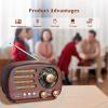 Oncheer Portable Vintage Radio Retro Bluetooth Speaker, FM/AM/SW Old Fashion Classic Style, Adjustable Antenna, Rechargeable Battery Powered & USB Charging, Support TF Card, USB Mp3 Playing Music view 3