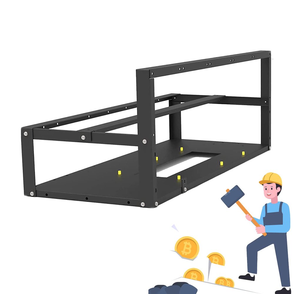 8 GPU Mining Rig Frame, Steel Open Air Miner Mining Computer Frame Rig Case for Crypto Coin Currency Bitcoin ETH/ETC/ZEC Mining Accessories Tools Frame, Fans & GPU is not Included