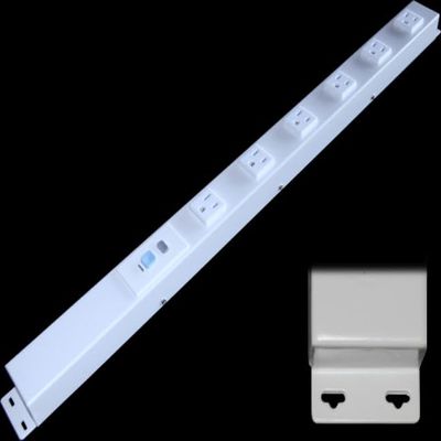 24 Hardwired Power Strip (NO Power Cord), 6 Vertical Outlets (NEMA 5-15R - NOT 20Amp), with Ears (with mounting tabs on Both Ends), ALCI, White