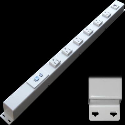 24 Hardwired Power Strip (NO Power Cord), 6 Outlets (NEMA 5-15R, Horizontal - NOT 20Amp), with Ears (with mounting tabs on Both Ends), ALCI, USB, White