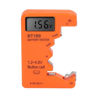 Luqeeg Universal Battery Tester Checker, LCD Display for AA AAA 6F22 9V 1.5V Battery, Battery Tester for Household Batteries - Small Electrical Equipment (Orange)