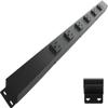 24 Hardwired Power Strip (NO Power Cord), 6 Vertical Tamper Resistant Outlets (NEMA 5-15R - NOT 20Amp), with Ears (with mounting tabs on Both Ends), Black view 1