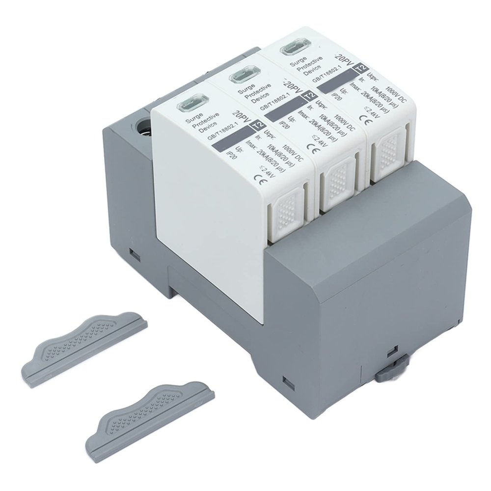 3-Pole Voltage Surge Arrester Device for Photovoltaic Systems with 10-20 Ka L Ightning Protection and 1000 VDC - Photovoltaic Surge Protector