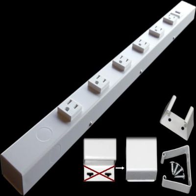 24 Hardwired Power Strip (NO Power Cord), 6 Vertical Tamper Resistant Outlets (NEMA 5-15R - NOT 20Amp), NO Ears (Without mounting tabs on Both Ends), USB, White