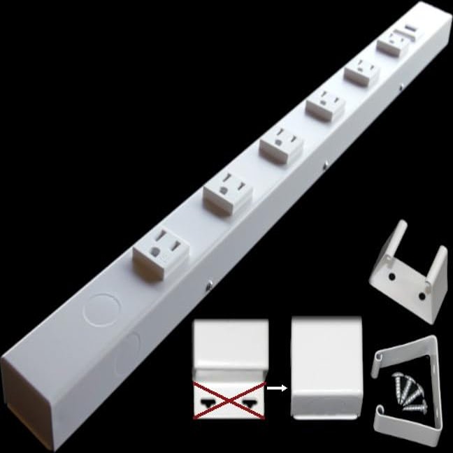 24 Hardwired Power Strip (NO Power Cord), 6 Vertical Tamper Resistant Outlets (NEMA 5-15R - NOT 20Amp), NO Ears (Without mounting tabs on Both Ends), USB, White