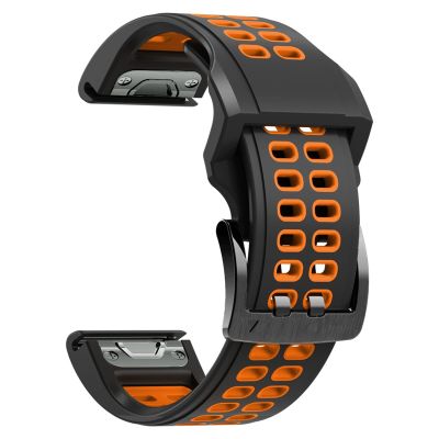 DFAMIN Smart Watch Band Straps for Garmin Fenix 7X, Fenix 6X,3hr, Fenix 5X, Descent MK2, Enduro, Tactix Delta Bracelet Quick Fit Release Sport Wristband 26mm Correa (Color : Double Buckle D, Si
