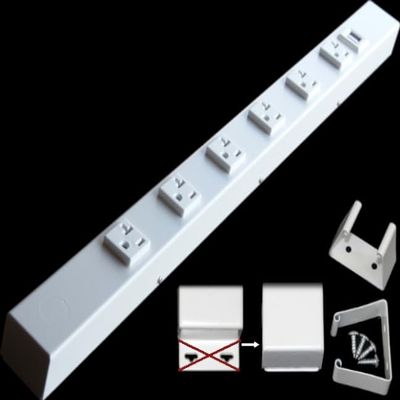 24 Hardwired Power Strip (NO Power Cord), 6 (NEMA 5-20R) Vertical Outlets (NOT Tamper Resistant), NO Ears (Without mounting tabs on Both Ends), 20 Amp, USB, White