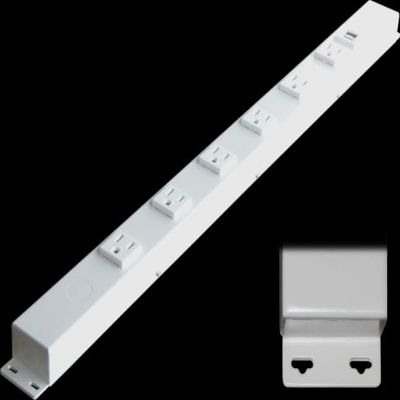24 Hardwired Power Strip (NO Power Cord), 6 Vertical Outlets (NOT Tamper Resistant), with Ears (with mounting tabs on Both Ends), 15A (NOT a 20 Amp Unit), USB, White