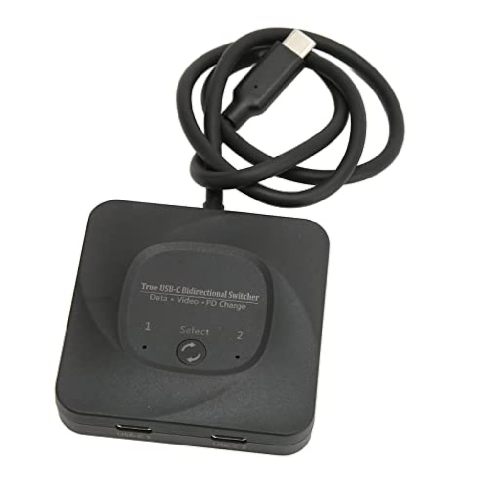 USB 3.0 Switch Selector, 2 in 1 Out USB C Switcher with Power Indicator, Bi Direction Switcher for 2 Computers Share 1 USB Devices