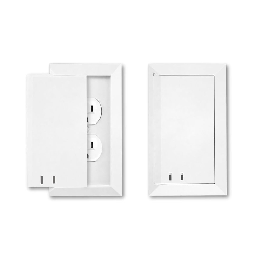 Child Resistant Outlet Cover 2-pack White Duplex Standard Wall Plate Sliding Door that Locks Safe and Stylish Patented Design Made in the USA Quick and Easy Installation Socket Shield