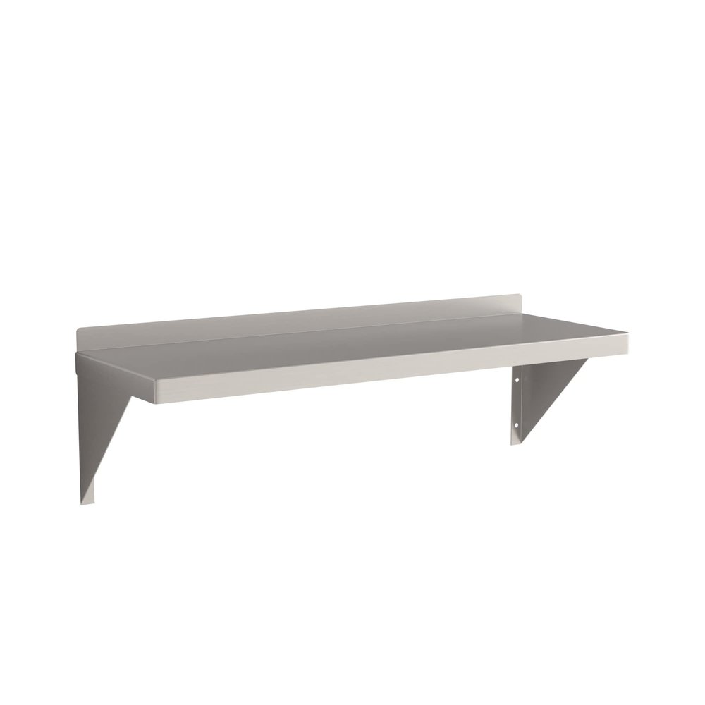 Krollen Industrial 16 Gauge Stainless Steel 12" x 36" Heavy Duty Solid Wall Shelf