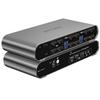 Terived 2 Port DP USB 3.0 Automatic KVM Switch Quad Monitor Two Computers Four DisplayPort Monitors, 8K@30Hz 4K@144Hz, Aluminum hotkey Audio Microphone, Digital Display, HDR10 with Cables view 1
