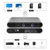 Terived 2 Port DP USB 3.0 Automatic KVM Switch Quad Monitor Two Computers Four DisplayPort Monitors, 8K@30Hz 4K@144Hz, Aluminum hotkey Audio Microphone, Digital Display, HDR10 with Cables view 3