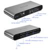 Terived 2 Port DP USB 3.0 Automatic KVM Switch Quad Monitor Two Computers Four DisplayPort Monitors, 8K@30Hz 4K@144Hz, Aluminum hotkey Audio Microphone, Digital Display, HDR10 with Cables view 4