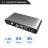 Terived 2 Port DP USB 3.0 Automatic KVM Switch Two Computers 1 DisplayPort Monitor switcher, 8K@30Hz 4K@144Hz, Aluminum hotkey Audio mic, Digital Display, HDR10 with Cables view 2