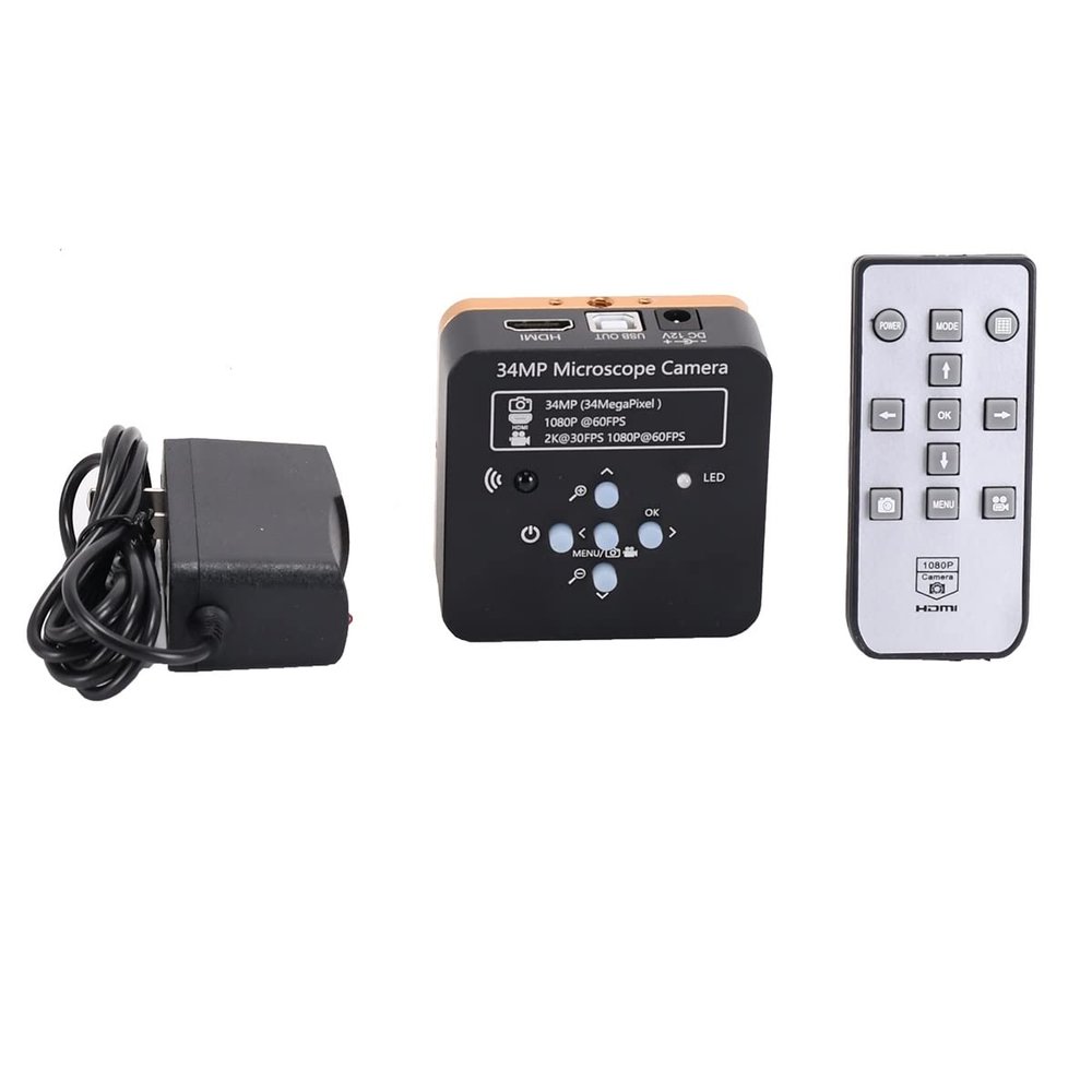 JUIYU Microscope Accessories Kit 34MP Microscope Camera Kit 2K HDMI USB Industrial Camera 150X Magnifier Zoom Lens Microscope Slides (Color : 34MP Camera)