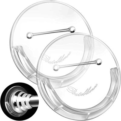 Butiblener Shower Curtain Rod Holder for Wall, No-Drill Self-Adhesive Tension Rod Holder, Fits Shower Rod under 2.36 Inches in Diameter, Holds up to 80 Pounds, Clear ABS Transparent, 2 Pack XL 3.23"
