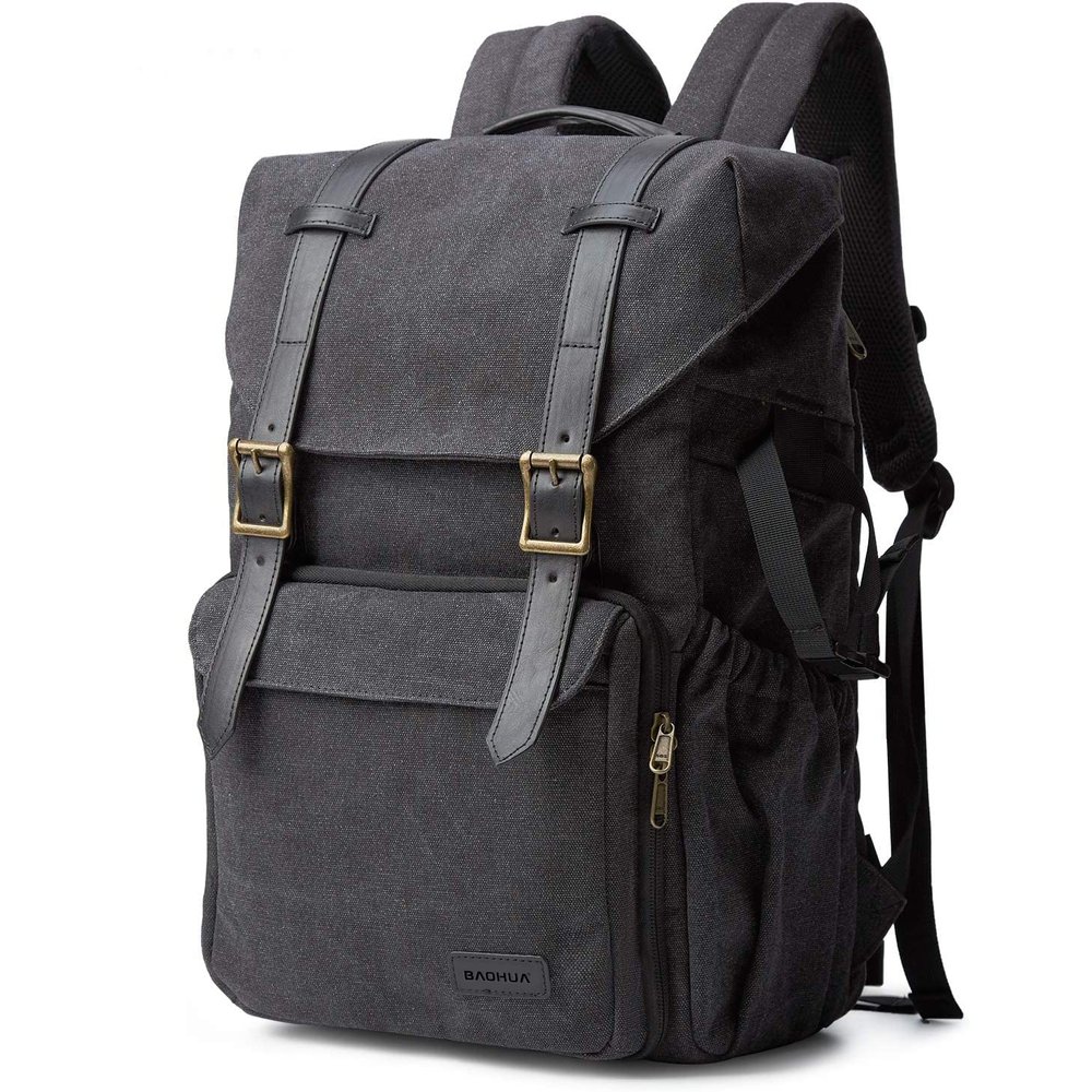 BAOHUA Camera Bag Backpack Fits 15.6 Inch Laptop,Anti-Theft Waterproof Camera Case for Photographers,Men Women,with Rain Cover,Tripod Holder,Black