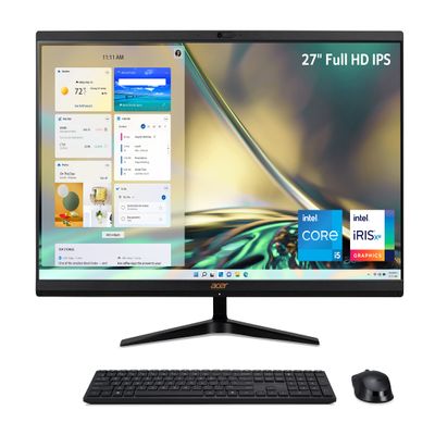 Acer Aspire C27-1700-UA91 AIO Desktop | 27" Full HD IPS Display | 12th Gen Intel Core i5-1235U | Intel Iris Xe Graphics | 16GB DDR4 | 512GB NVMe M.2 SSD | Intel Wireless Wi-Fi 6 (Renewed)