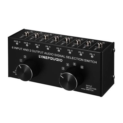 AAGAZA 6-In-2-Out Audio Switcher Two-Way Audio Signal Selector Box Splitter Distributor with 3.5mm Audio Input & Output Jacks,Audio Signal selector/80 (Color : Preto, Size : 6-in-2-out 3.5mm)