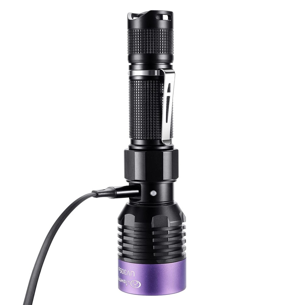 LIGHTFE UV305 High-Power UV Flashlight USB Rechargeable, Used for Hunting Ore, Scorpion and UV Glue Curing, Checking Pet Urine Stains, Identifying Currency, Official Anti-Counterfeiting Documents