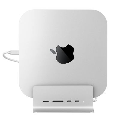 USB C Hub, Minisopuru Mac mini Dock Support M.2 NVMe/SATA SSD, 5 in 1 Stand & Docking Station Accessories with 2 USB C 10Gbps Data, TF& SD, M.2 SSD(Not Included)