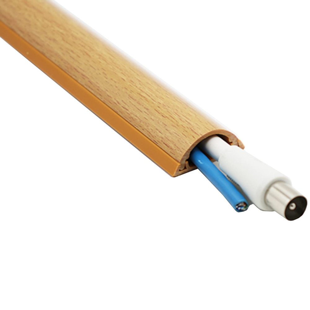 SRNSAEB Wood Grain Cable Shield Cord Cover - Hold 3 Wire, Floor Wire Protector, Self Adhesive Cable Raceway, 3cm Wide, 1.1cm High (Size : 400cm (13ft))