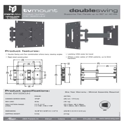 IDS13220CL8-2 Double Swing TV Mount