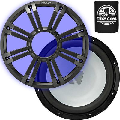 KICKER Subwoofer and Grille Package of 2 Items 12" Marine Subwoofer (2-ohm) with LED Charcoal Grille 45KM122+45KMG12C