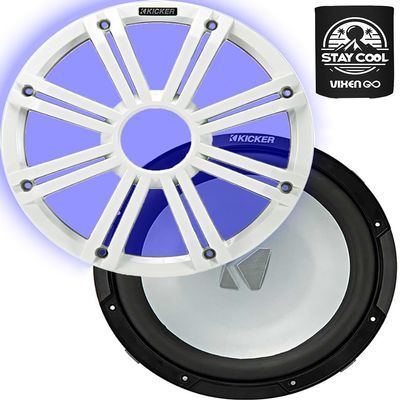 KICKER Subwoofer and Grille Package of 2 Items 12" Marine Subwoofer (2-ohm) with LED White Grille 45KM122+45KMG12W