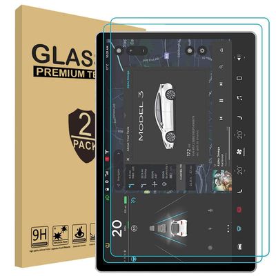[2 Pack] TDA Screen Protector for Tesla Model 3 / Model Y (15 inch) Tempered Glass, 9H Hardness, Anti Scratch, Bubble Free, Premium Screen Protector for Tesla Model Y/Model 3 Dashboard Touchscreen