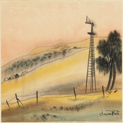 Chiura Obata : Dawn, Knights Ferry, Stanislaus County : Archival Art Print