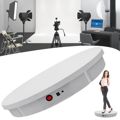 GIZMIT Electric Rotating Turntable, 45/90/180 Degree Motorized Rotating Stand Display Table for Live Video Automatic Revolving Platform with 5 Backgrounds for Photography, Jewelry, Watch,White